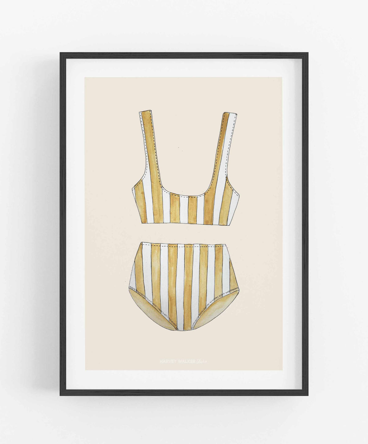 BEIGE STRIPE BIKINI - Fine Art Print