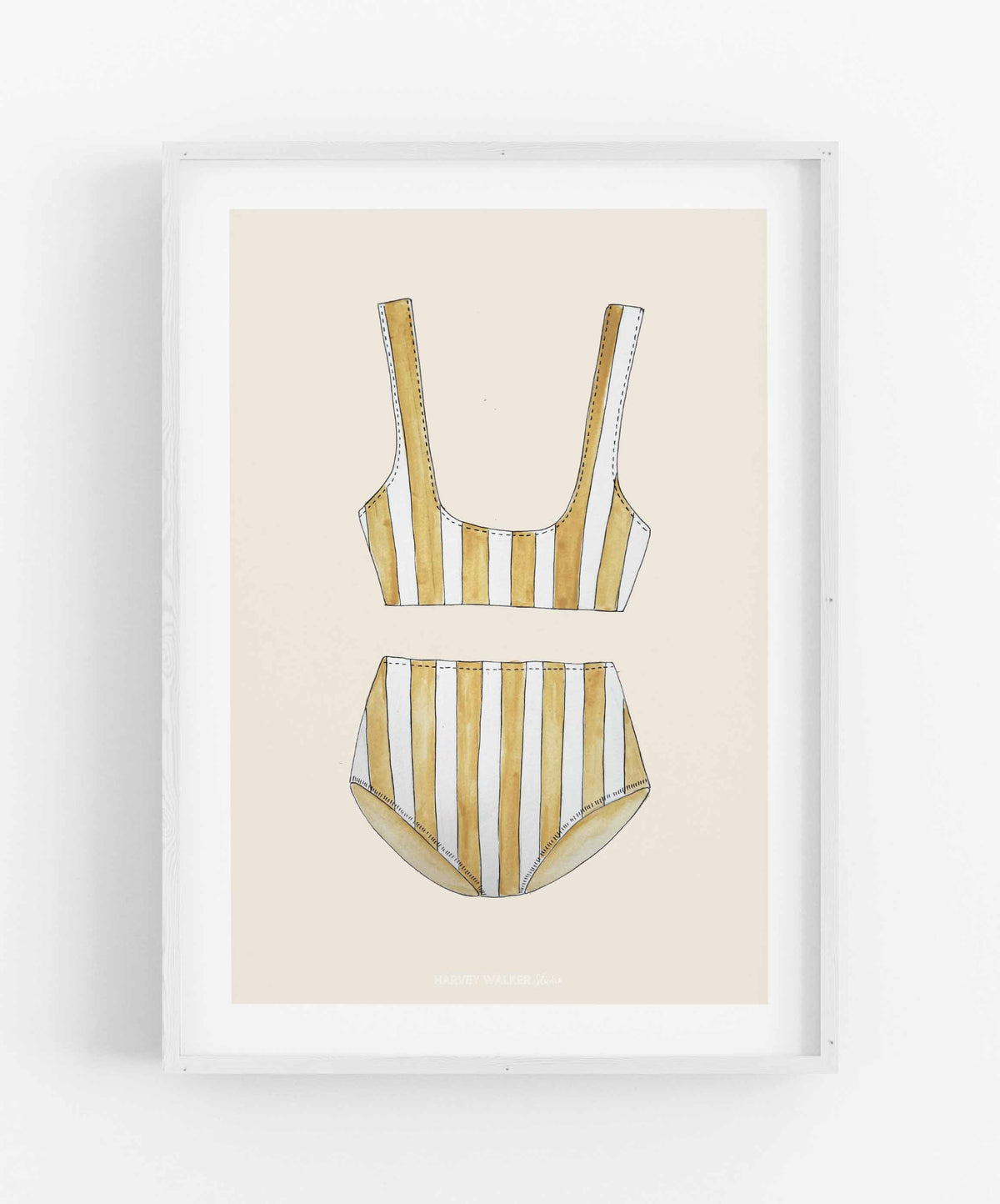 BEIGE STRIPE BIKINI - Fine Art Print