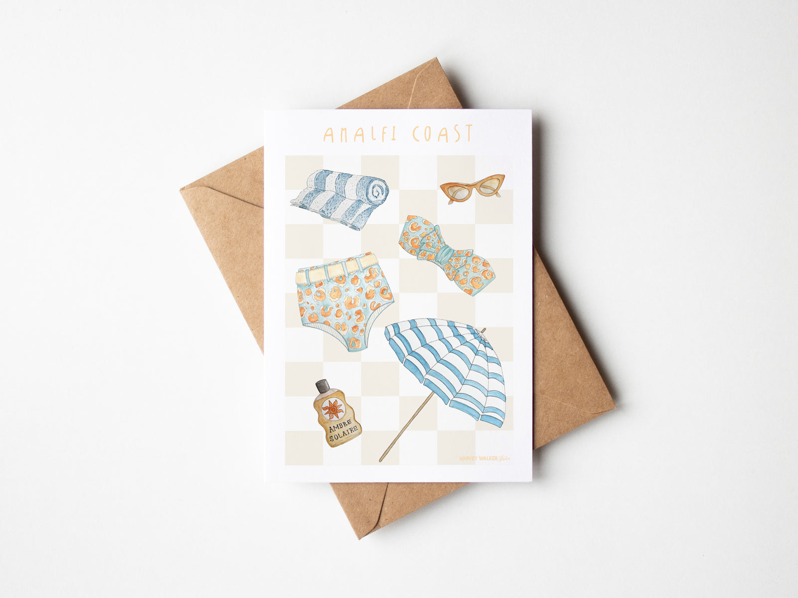 Amalfi Coast Beach Day_ Greeting Card | Harvey Walker Studio