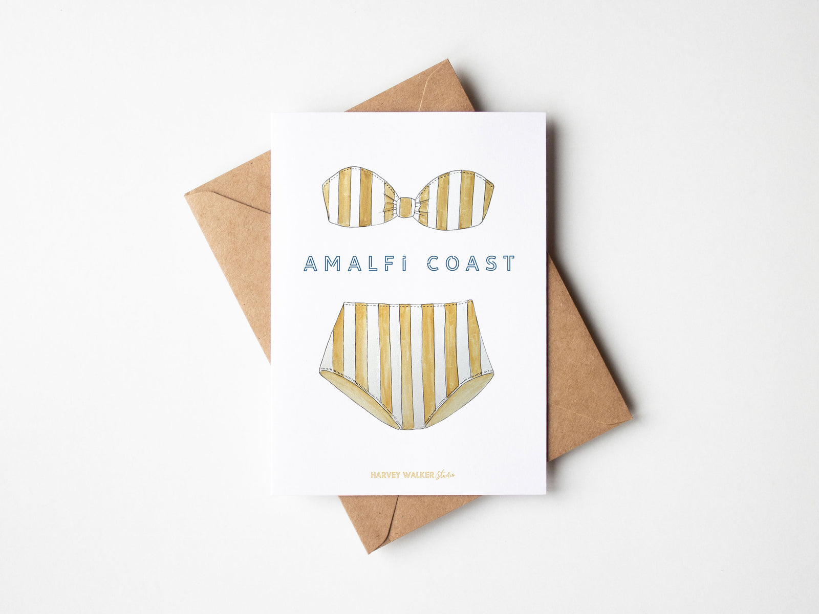 Amalfi Coast Beige Swim_ Greeting Card | Harvey Walker Studio