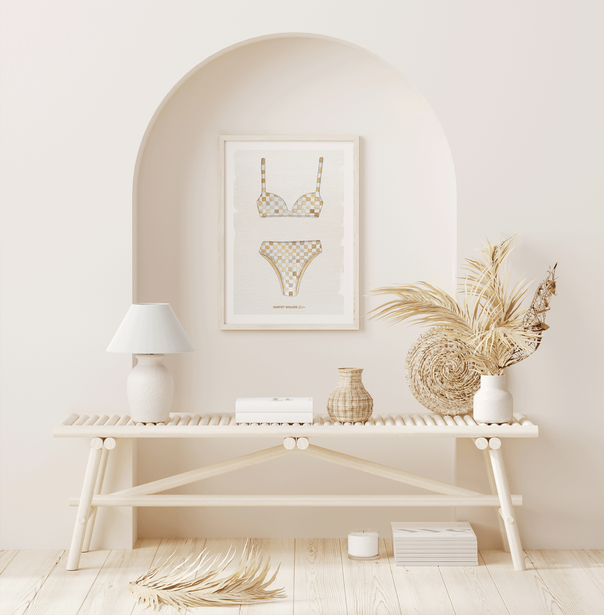 CHECK BIKINI - Beige Wash - Fine Art Print