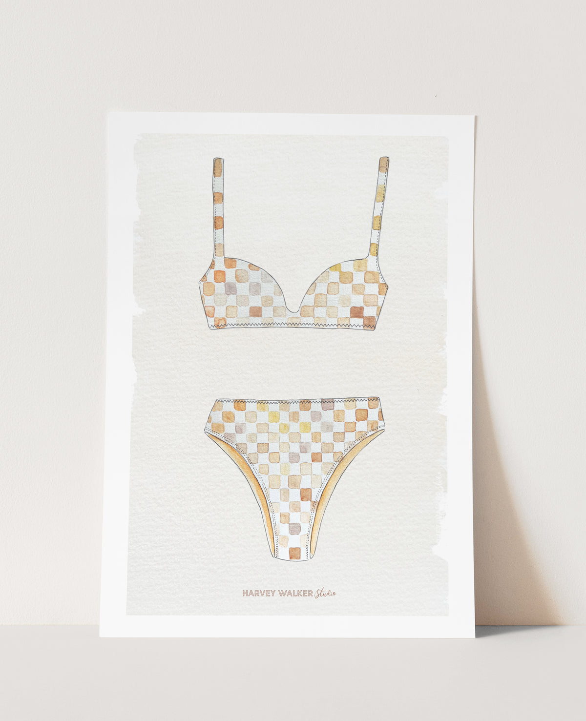 CHECK BIKINI - Beige Wash - Fine Art Print