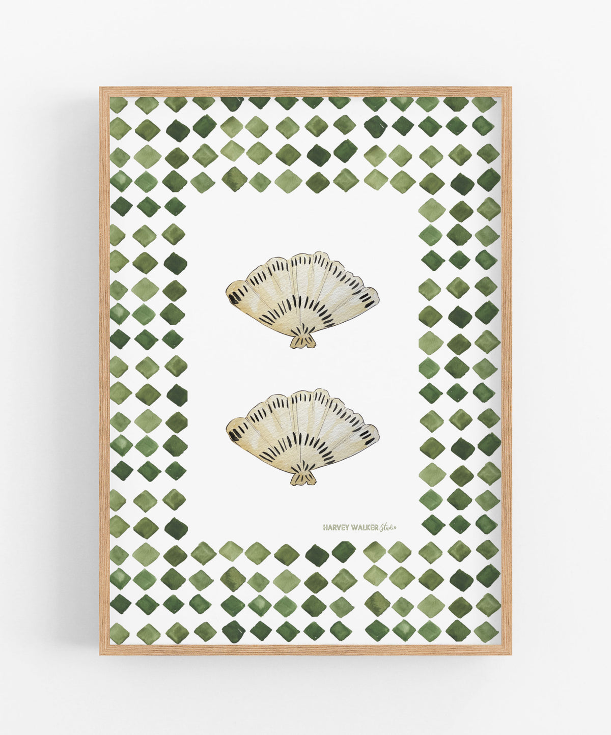 FAN SHELL CHECK GREEN - Fine Art Print
