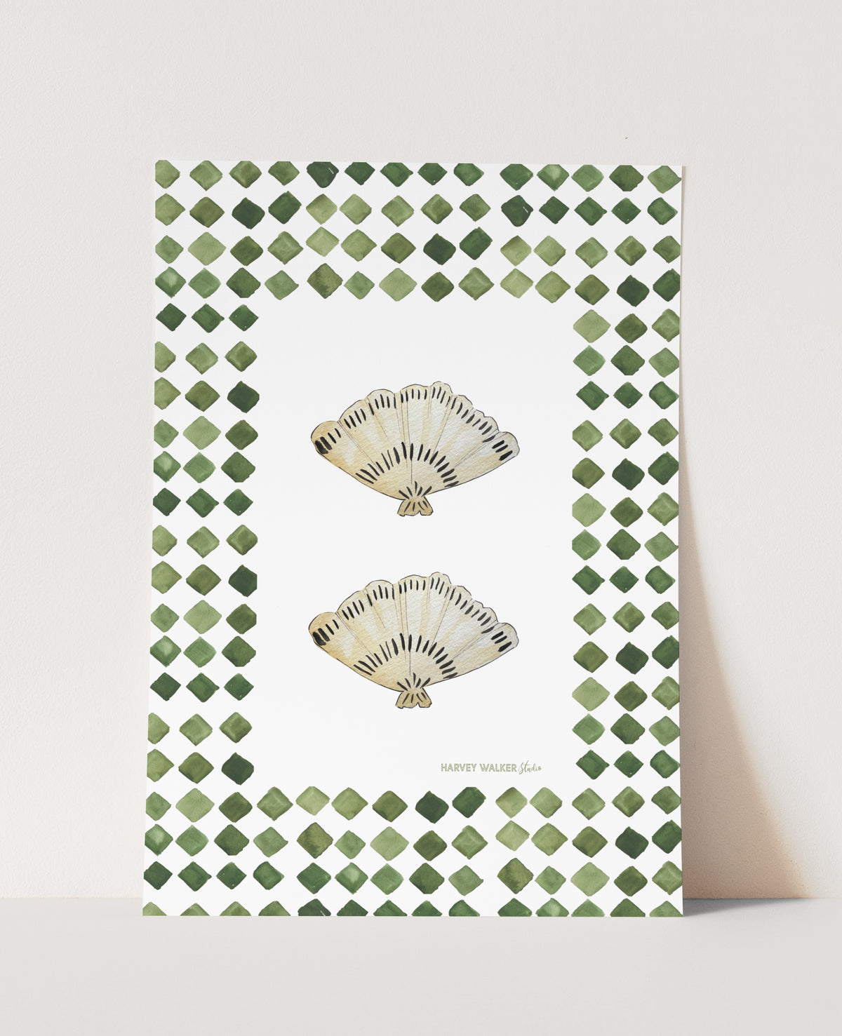 FAN SHELL CHECK GREEN - Fine Art Print