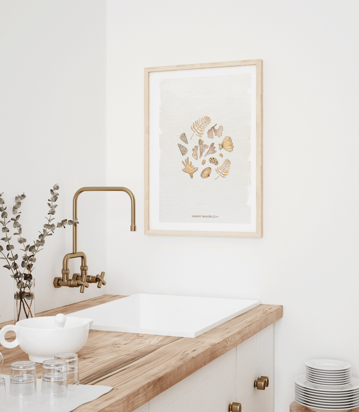 SHELL CIRCLE - Beige Wash - Fine Art Print