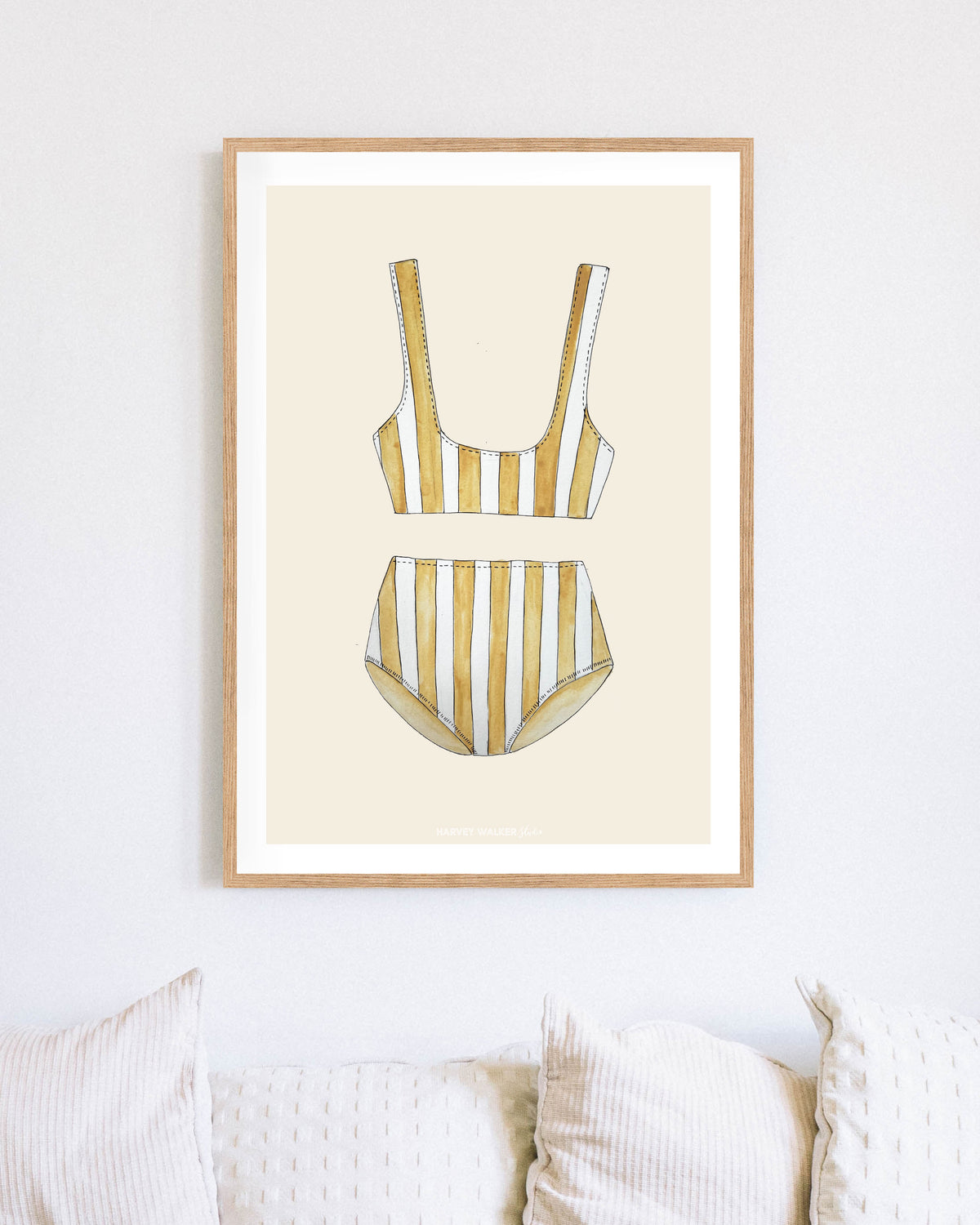 BEIGE STRIPE BIKINI - Fine Art Print