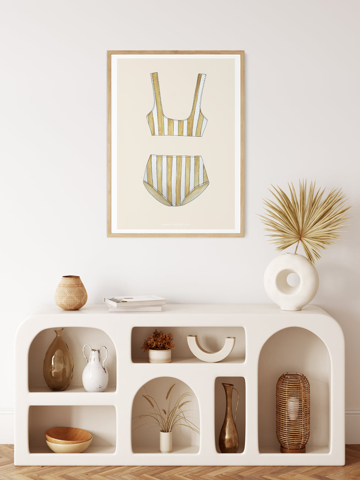 BEIGE STRIPE BIKINI - Fine Art Print