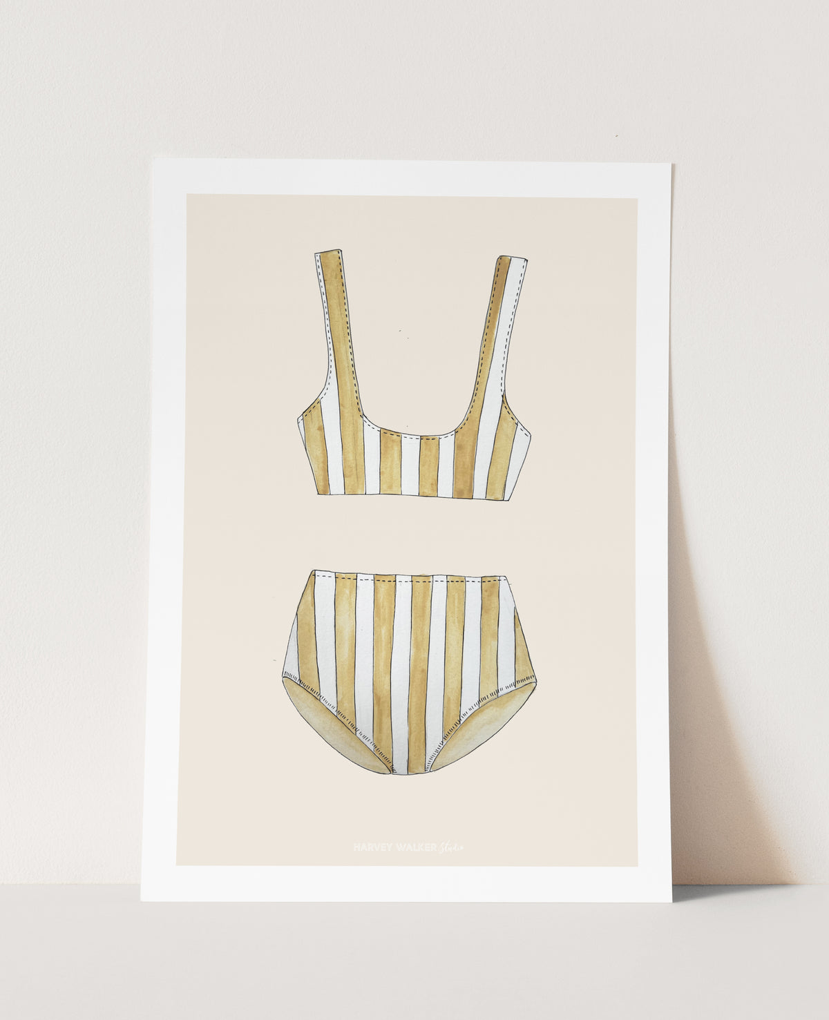 BEIGE STRIPE BIKINI - Fine Art Print