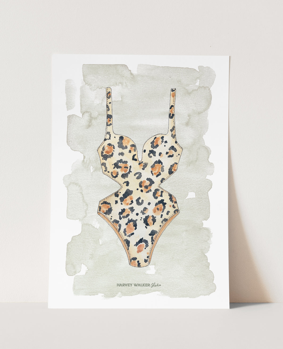 LEOPARD SWIM - Green Wash - Fine Art Print