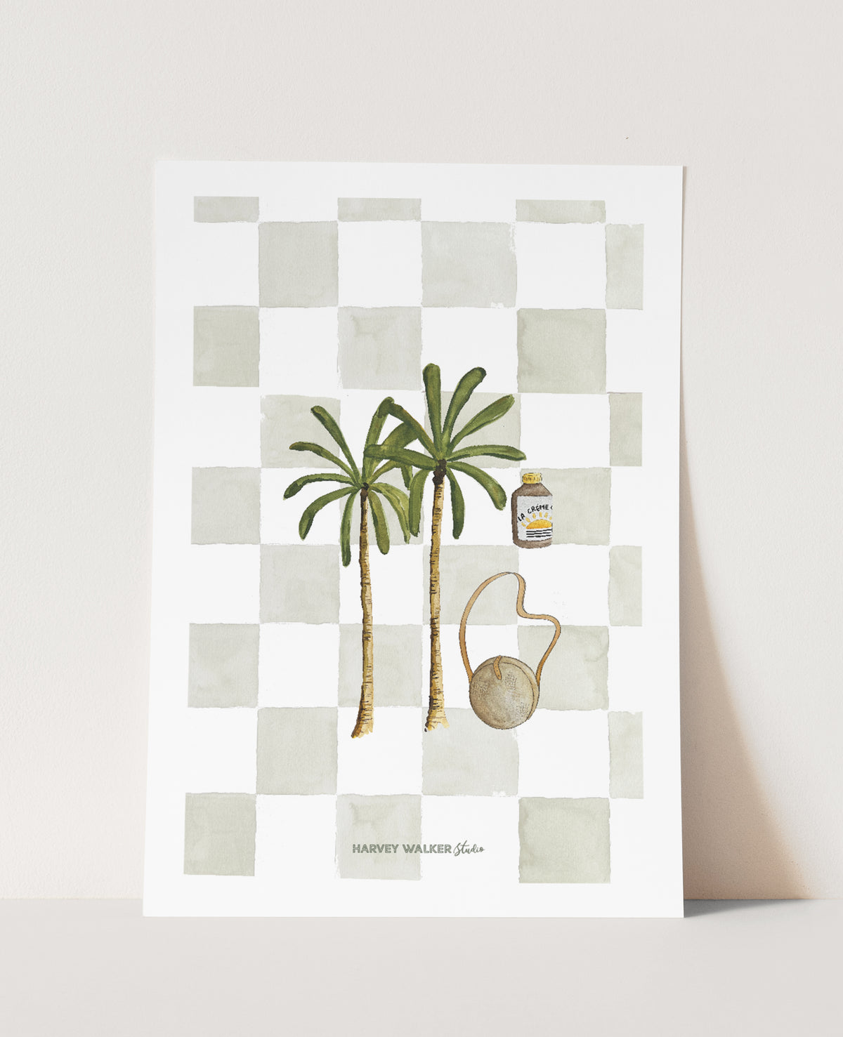 PALM PARADISE - Green Check - Fine Art Print