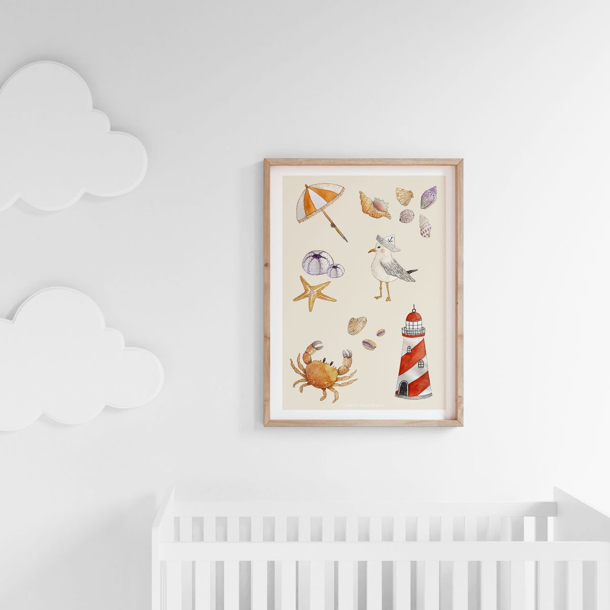 Holiday fine art print for a warm coastal home. Giving a boho but nautical vibe with watercolour illustrations 